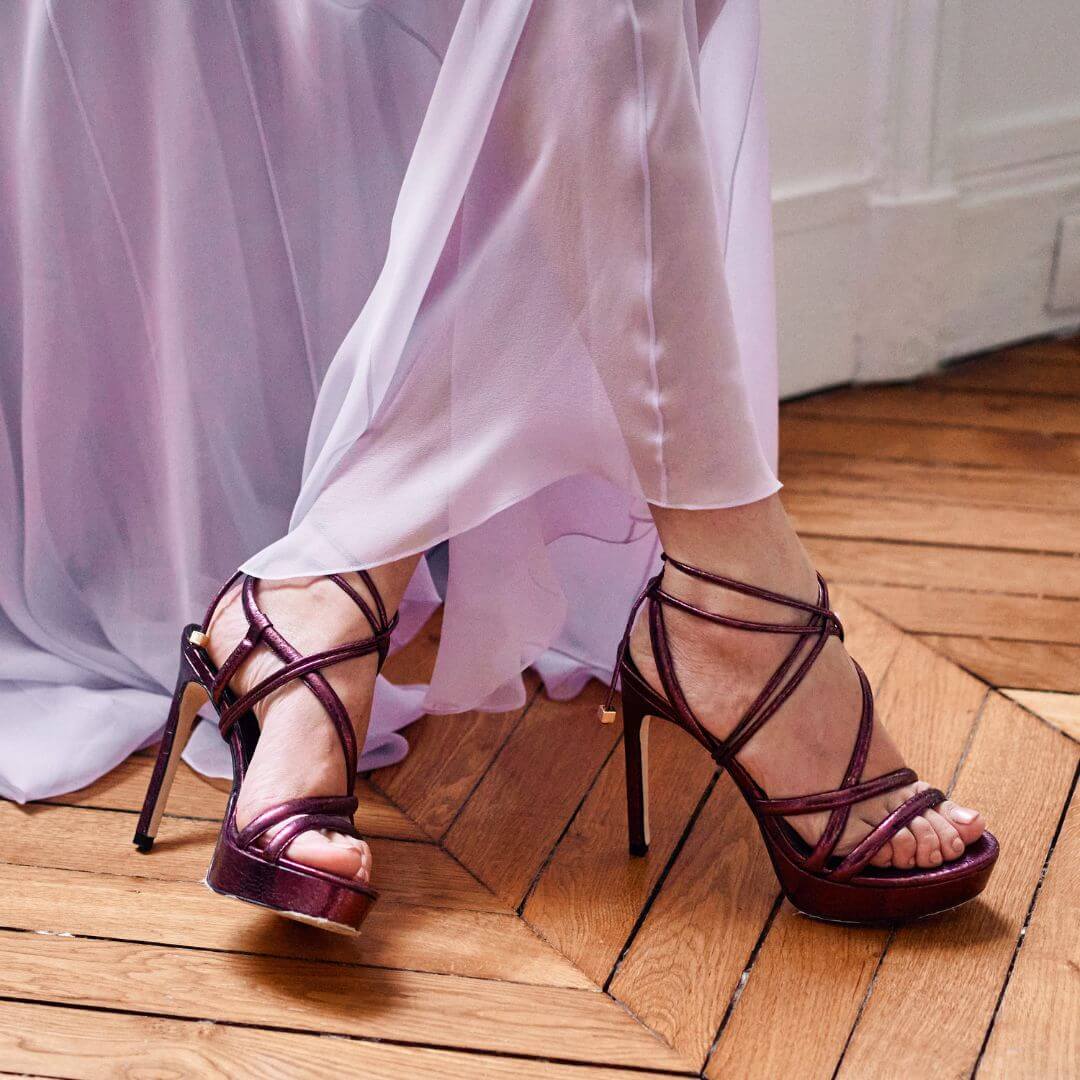 ELLE 125 - Marino Regina Romero High Heel Platform Sandal Shoe for Lady in Leather