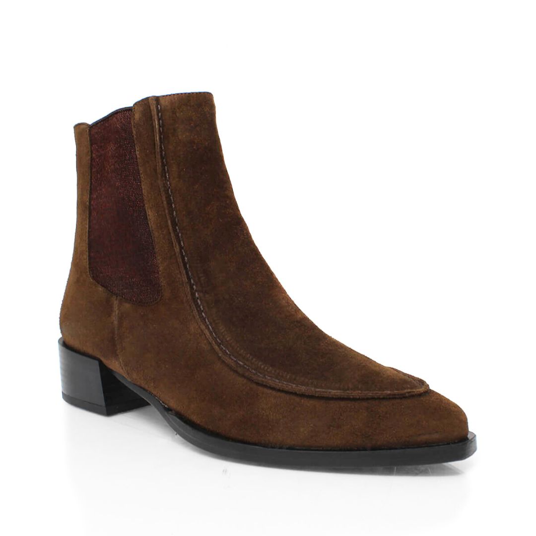 HARRY 40 - Chocolate Regina Romero Zapato Bota Botin Tacon Alto Para Dama en Piel