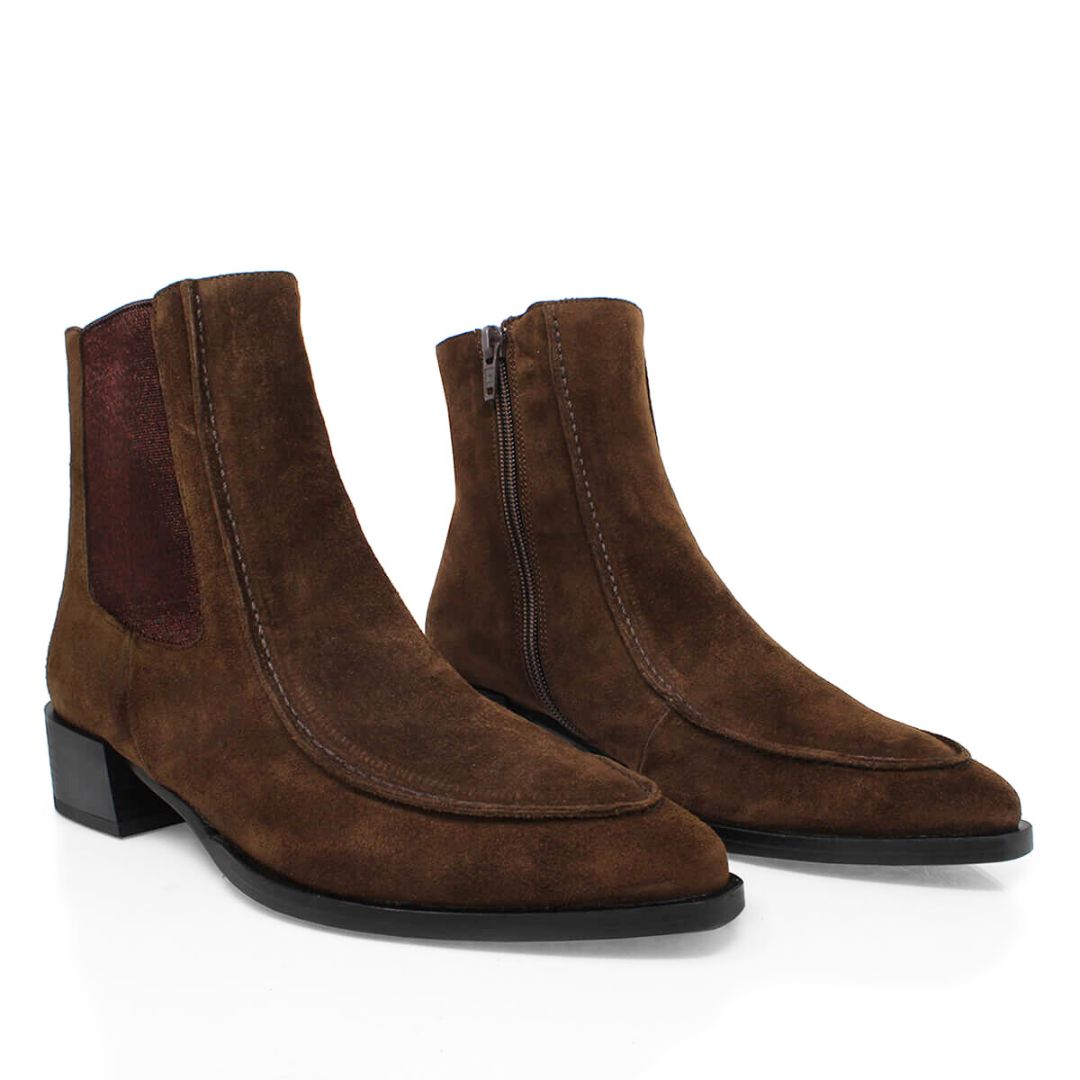 HARRY 40 - Chocolate Regina Romero Zapato Bota Botin Tacon Alto Para Dama en Piel