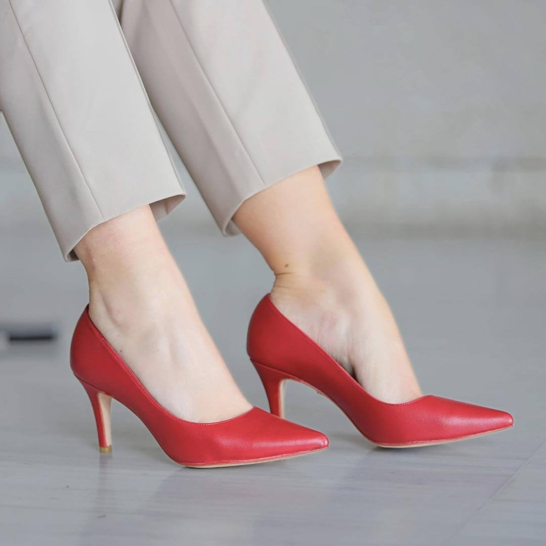 REGINA PUMP 75 - Rojo Regina Romero Zapato Zapatilla Tacon Alto Para Dama en Piel