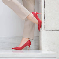 REGINA PUMP 75 - Rojo Regina Romero Zapato Zapatilla Tacon Alto Para Dama en Piel