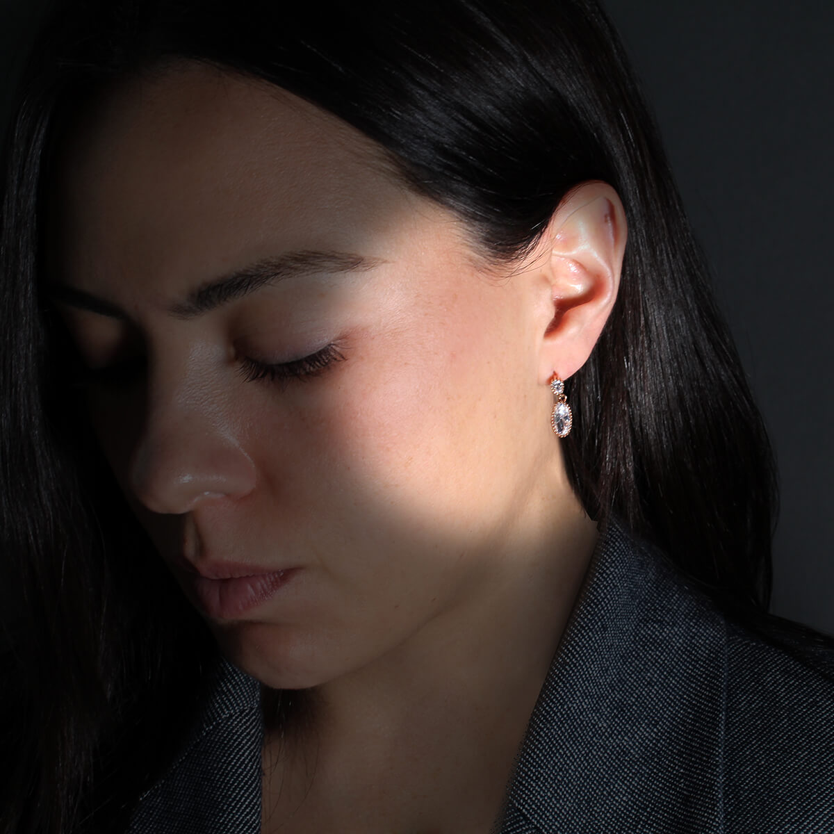 ARETES AMBERES - Cristal y Dorado Regina Romero Arete Para Dama