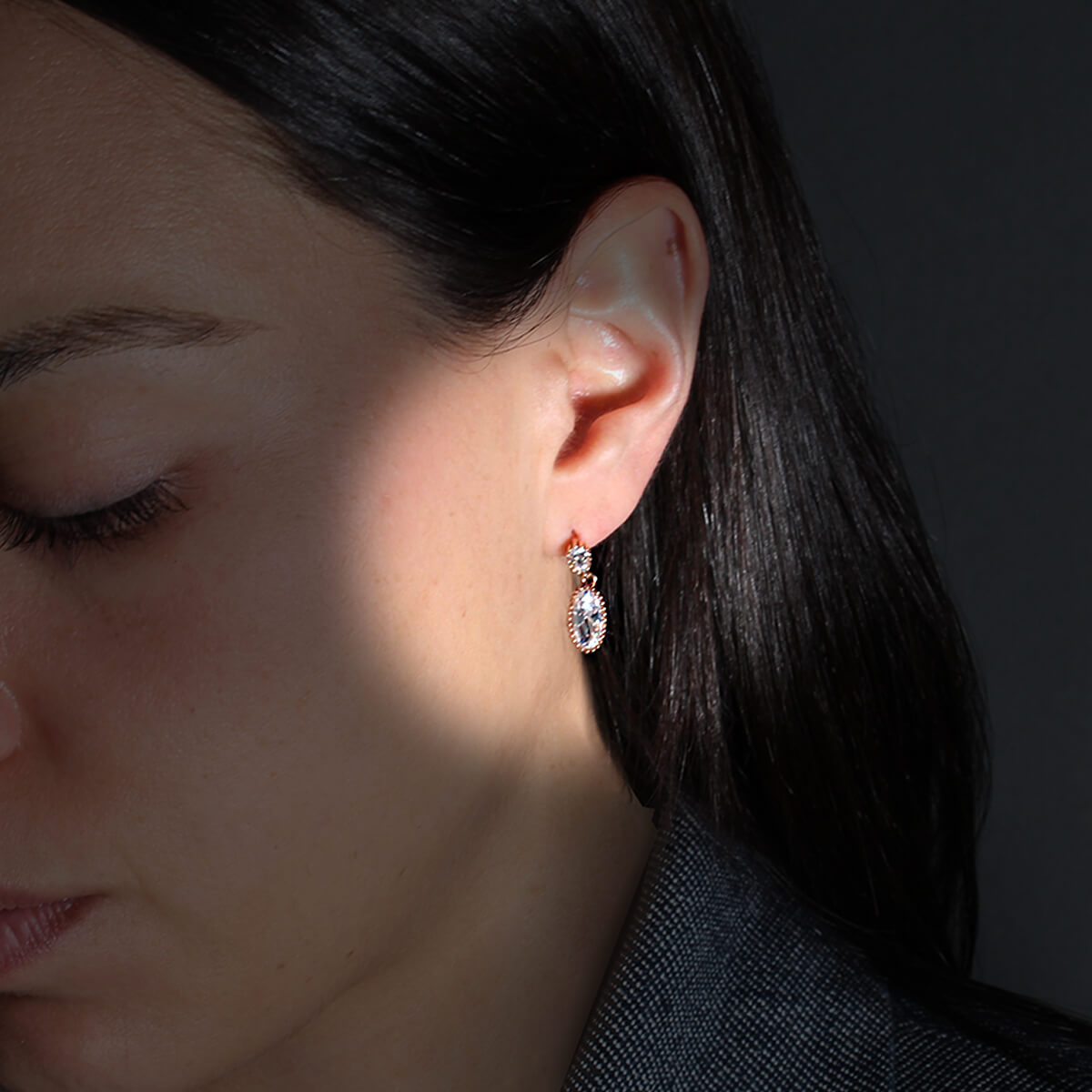 ARETES AMBERES - Cristal y Dorado Regina Romero Arete Para Dama