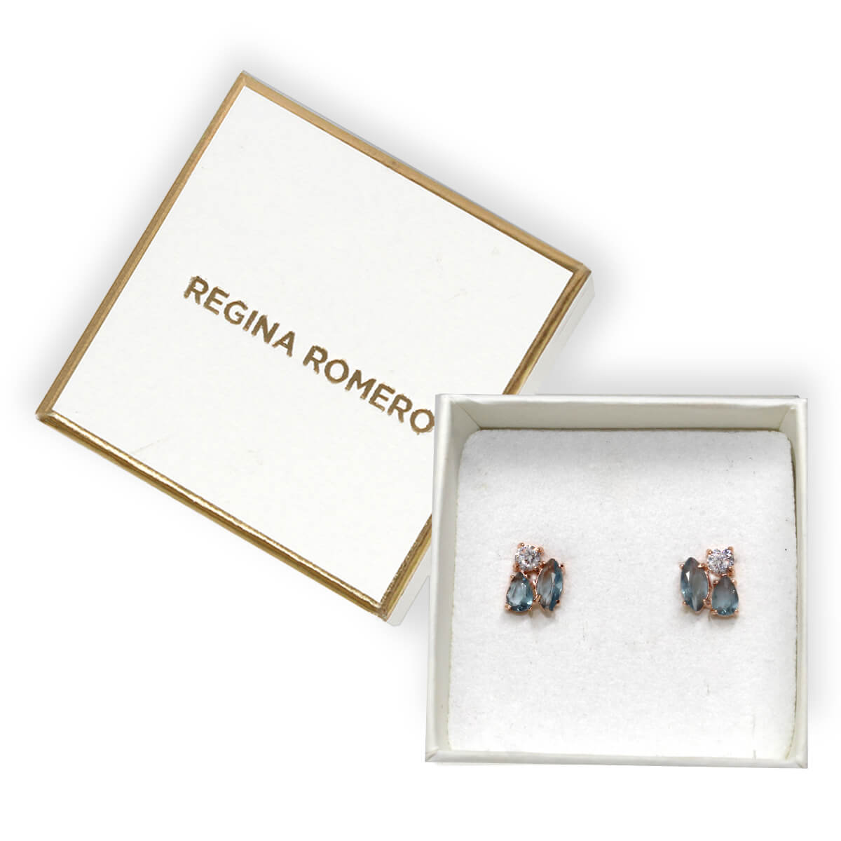 ARETES BUDAPEST - Turquesa y Color Oro Rosa Regina Romero Arete Para Dama