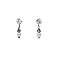 ARETES TAORMINA - Verde Esmeralda y Plateado Regina Romero  Arete Para Dama