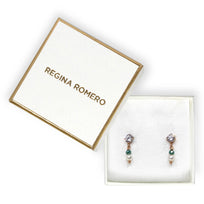 ARETES TAORMINA - Verde Esmeralda y Plateado Regina Romero  Arete Para Dama