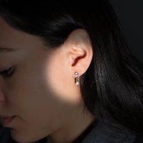 ARETES TAORMINA - Verde Esmeralda y Plateado Regina Romero  Arete Para Dama
