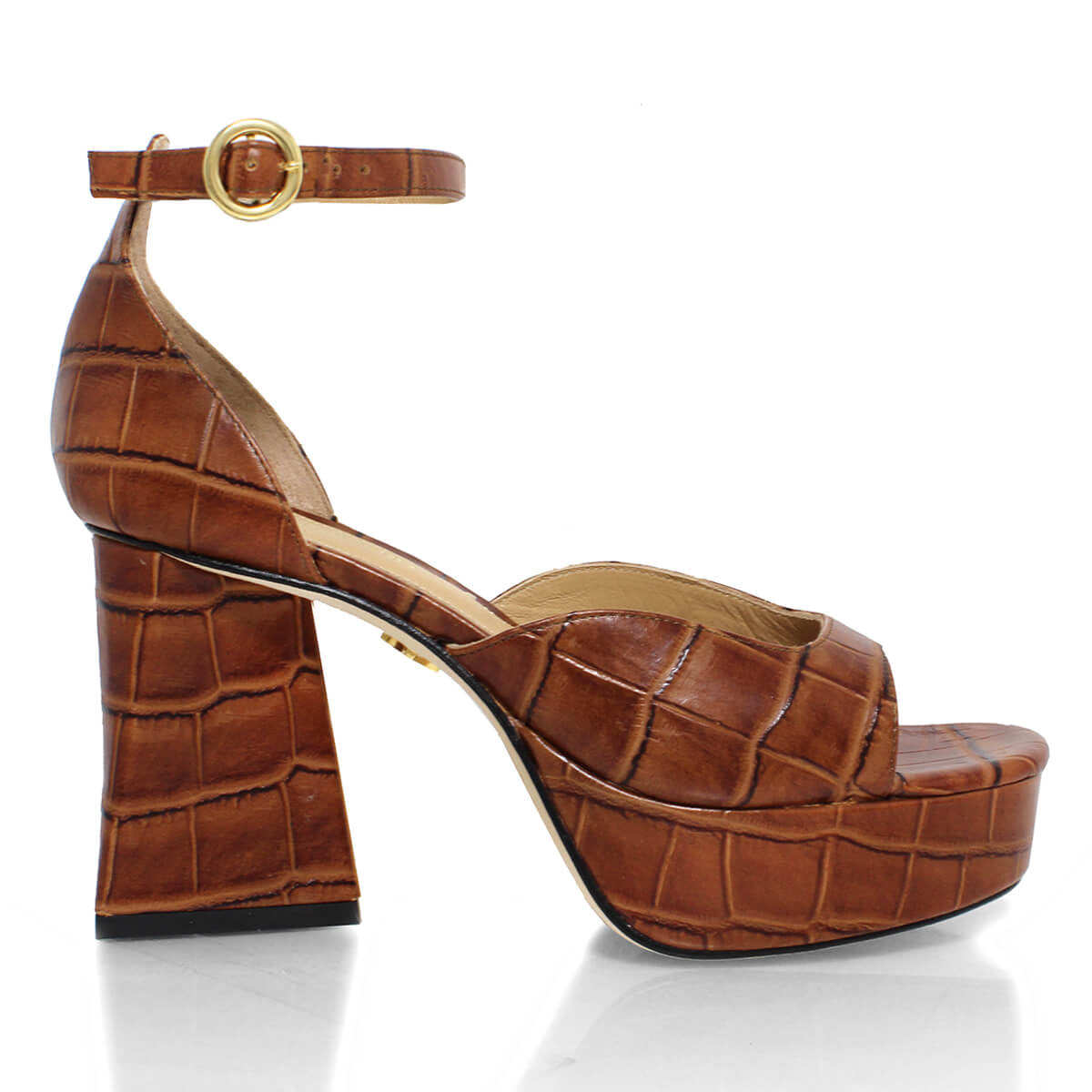 BONNIE 95 - Tan Regina Romero Zapato Sandalia Plataforma Tacon Alto Para Dama en Piel