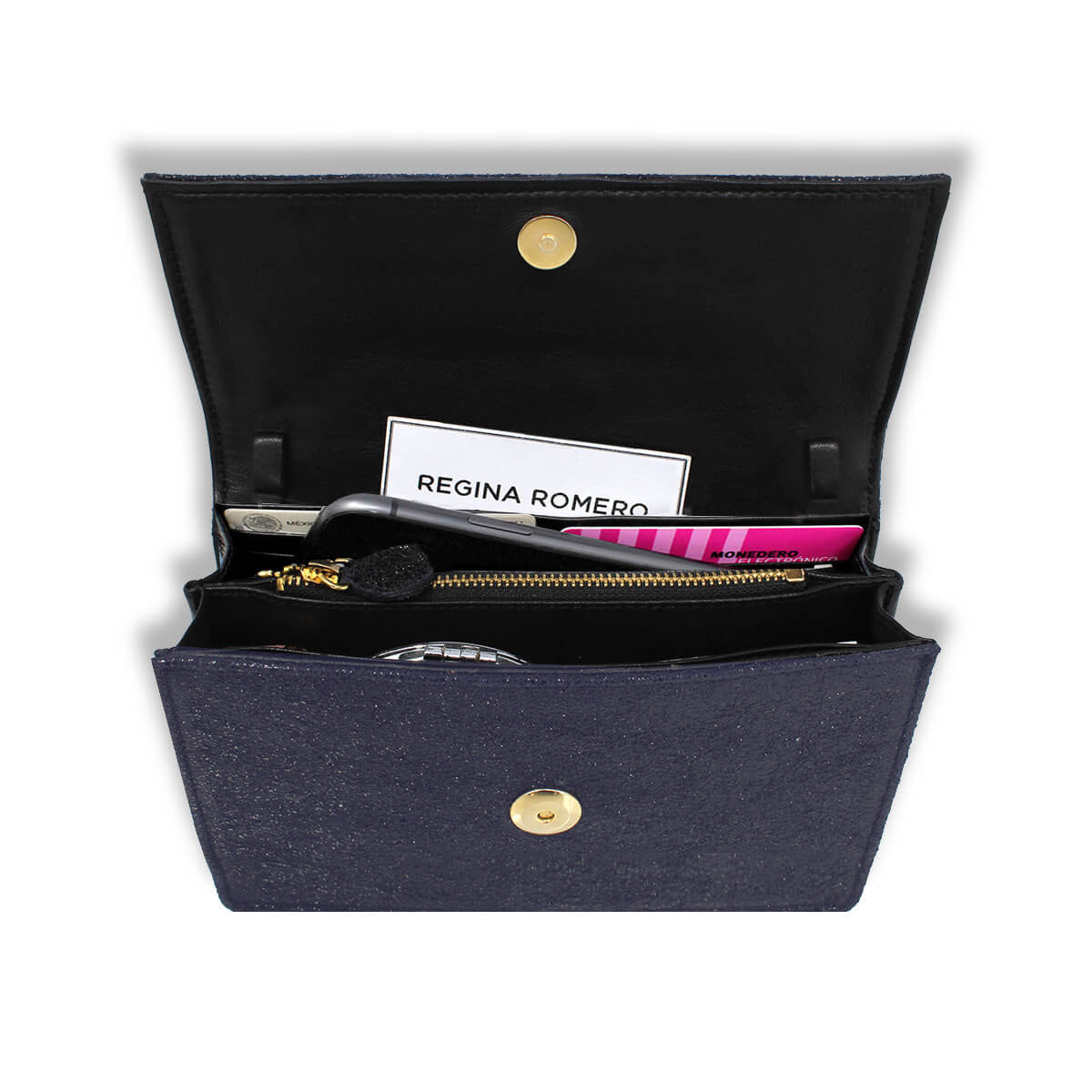 ARTEMISA - Azul Marino Regina Romero Accesorio Cartera Para Dama en Piel