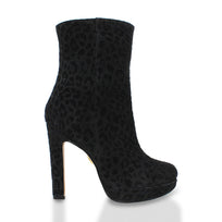 ALIX 120 - Black Print Regina Romero High Heel Platform Ankle Boot Shoe for Women in Leather