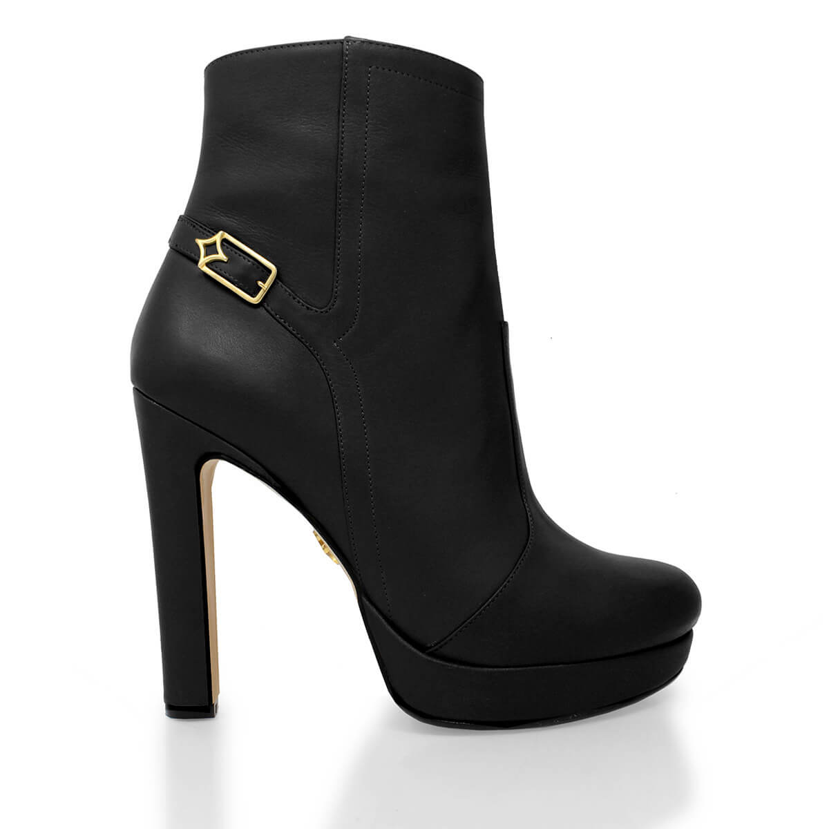 APOLONIA 120 - Negro Regina Romero Zapato Bota Botin Plataforma Tacon Alto Para Dama en Piel