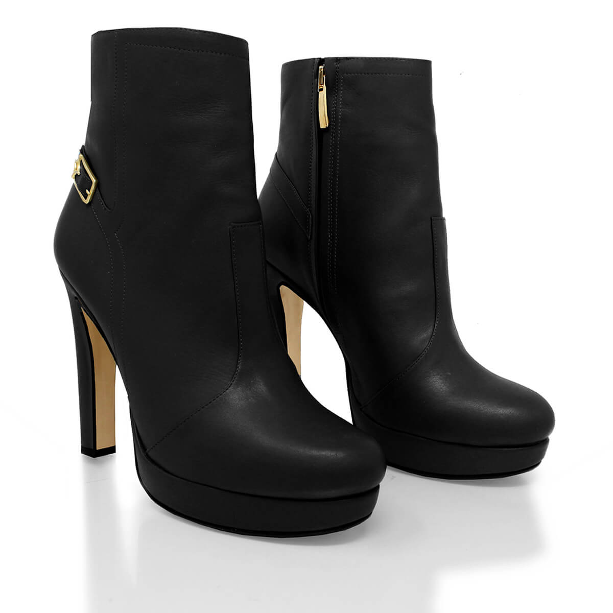 APOLONIA 120 - Negro Regina Romero Zapato Bota Botin Plataforma Tacon Alto Para Dama en Piel