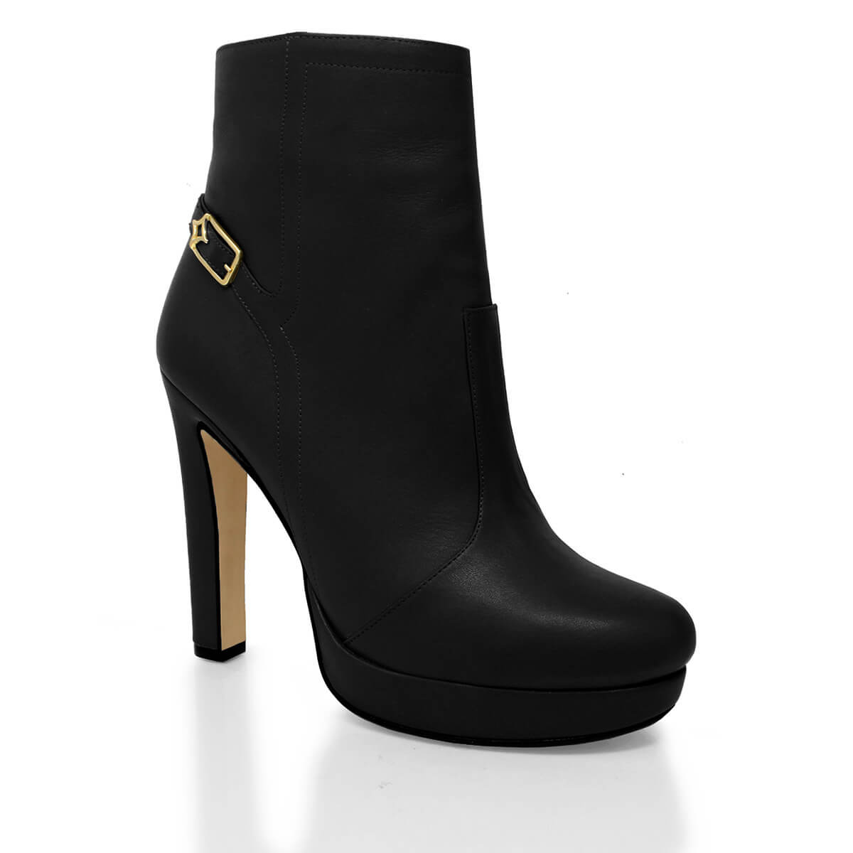 APOLONIA 120 - Negro Regina Romero Zapato Bota Botin Plataforma Tacon Alto Para Dama en Piel