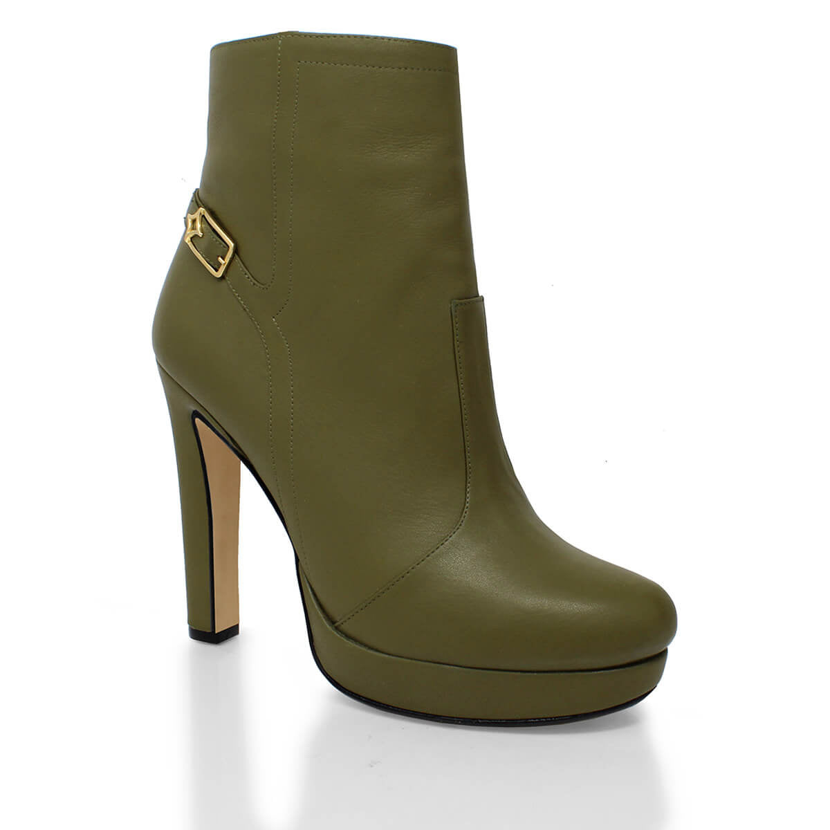 APOLONIA 120 - Khaki Regina Romero Zapato Bota Botin Plataforma Tacon Alto Para Dama en Piel