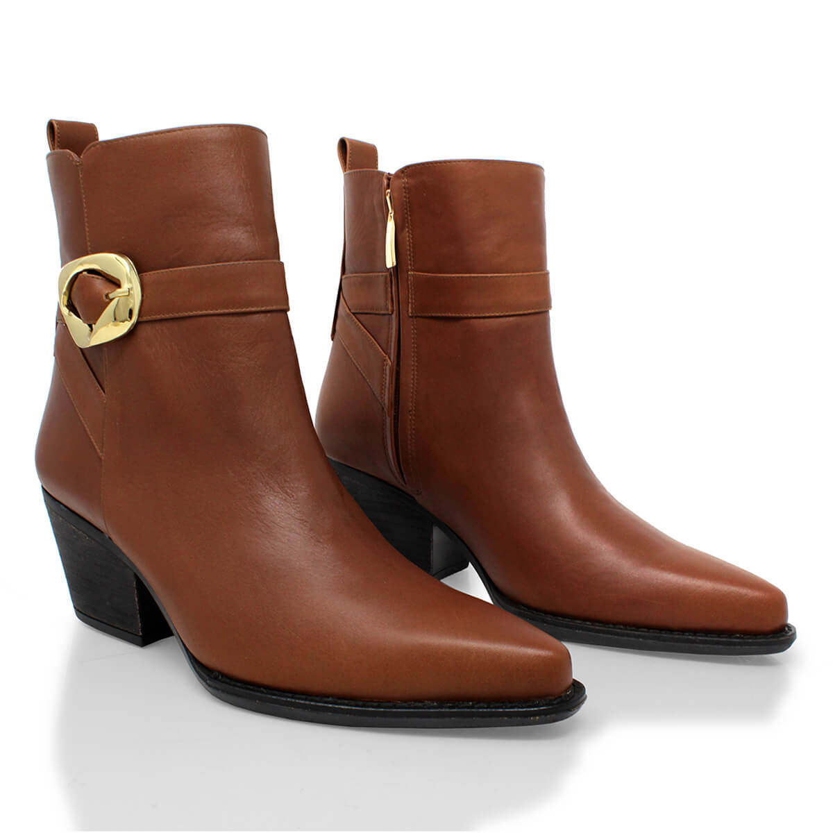 AUSTIN 60 - Avellana Regina Romero Zapato Bota Botin Tacon Bajo Para Dama en Piel