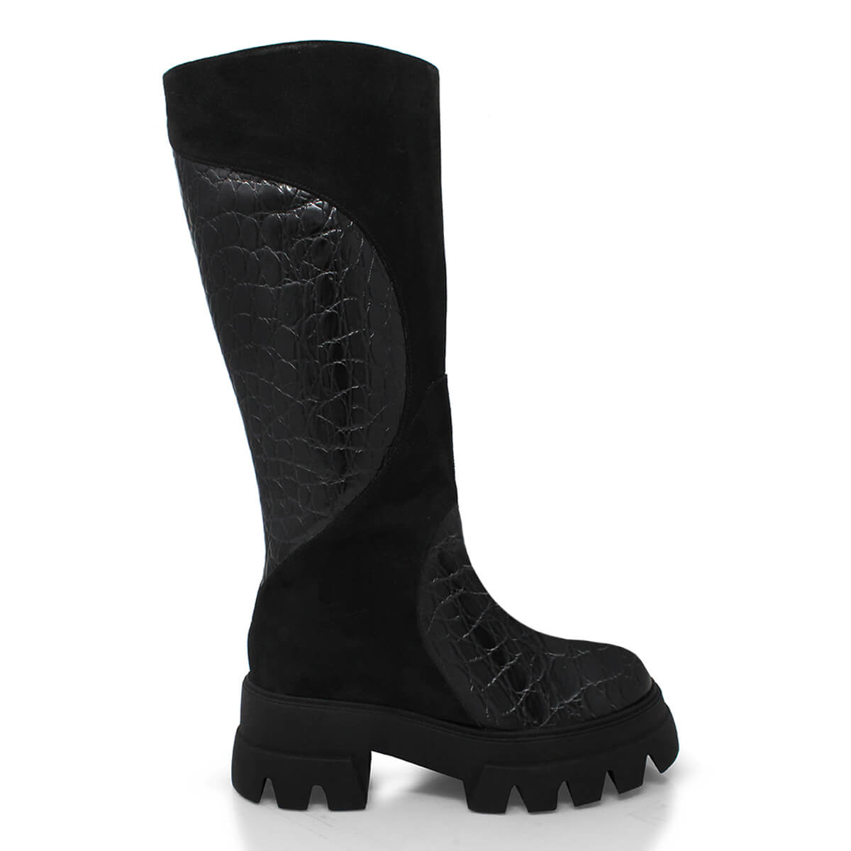 BETTINA 65 - Negro Regina Romero Zapato Bota Larga Tacon Alto Para Dama en Piel