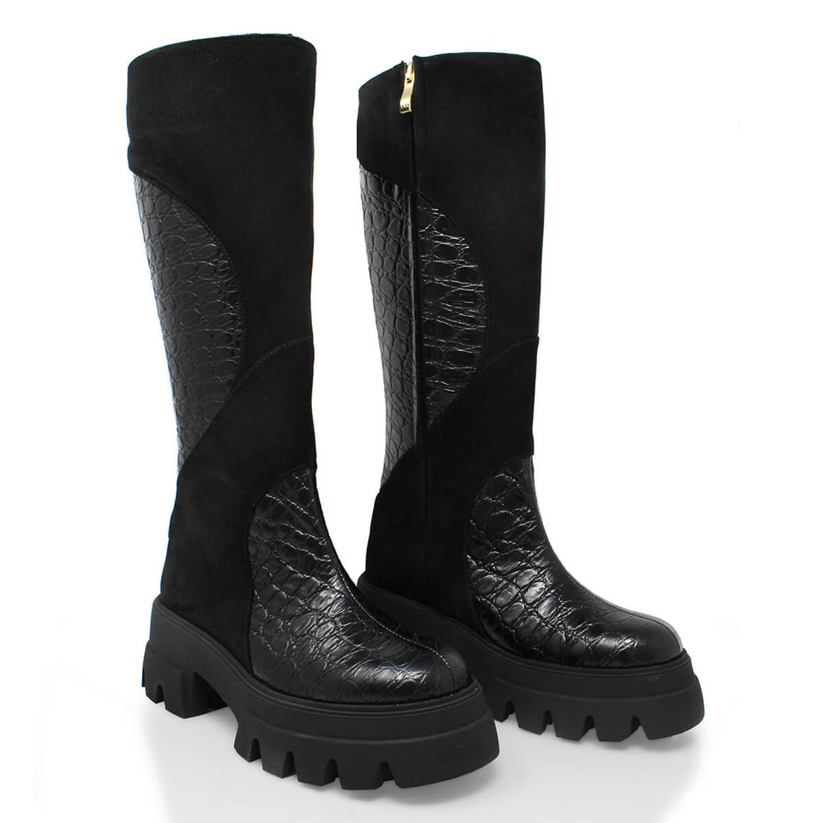 BETTINA 65 - Negro Regina Romero Zapato Bota Larga Tacon Alto Para Dama en Piel