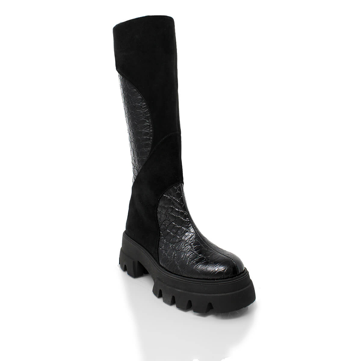 BETTINA 65 - Negro Regina Romero Zapato Bota Larga Tacon Alto Para Dama en Piel