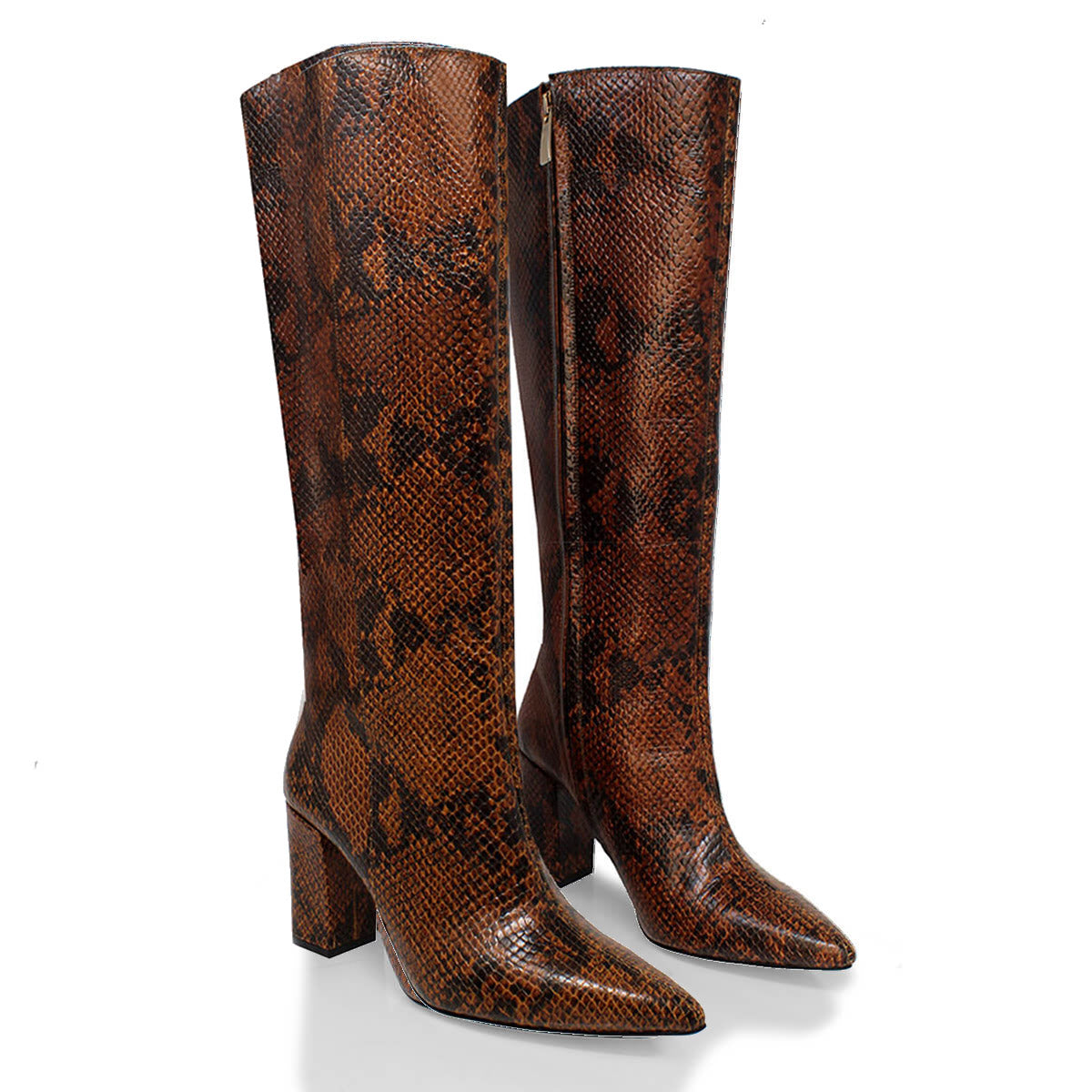 BROOKLYN 75 - Miel Regina Romero Zapato Bota Larga Tacon Alto Para Dama en Piel