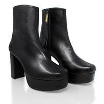 ELSY 95 - Black Regina Romero High Heel Platform Ankle Boot Shoe for Women in Leather