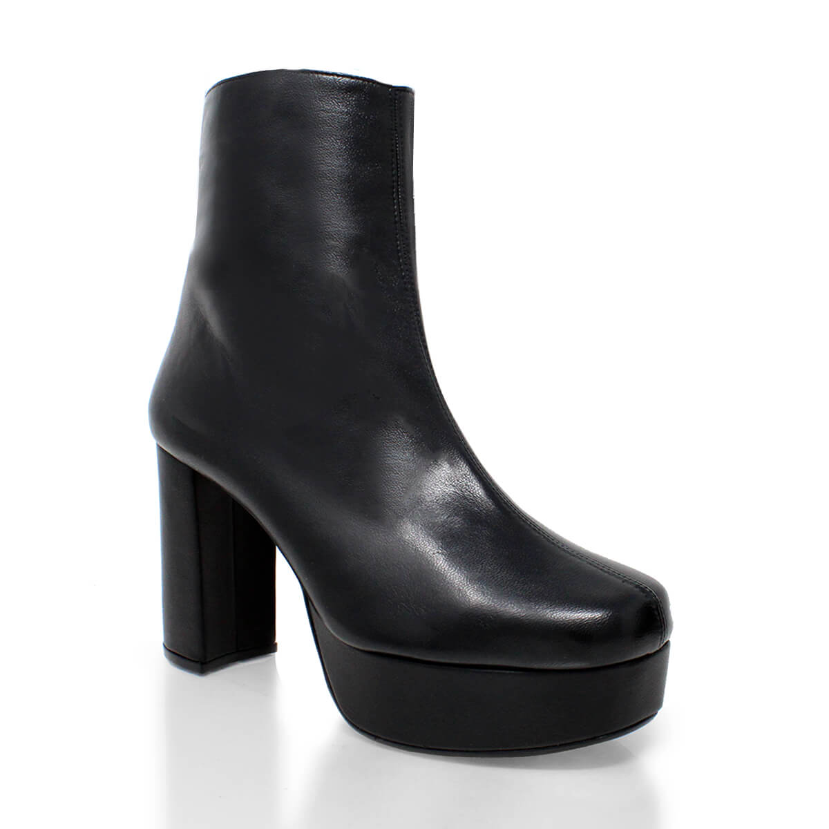 ELSY 95 - Negro Regina Romero Zapato Bota Botin Plataforma Tacon Alto Para Dama en Piel