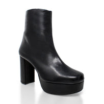 ELSY 95 - Black Regina Romero High Heel Platform Ankle Boot Shoe for Women in Leather