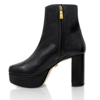 ELSY 95 - Black Regina Romero High Heel Platform Ankle Boot Shoe for Women in Leather