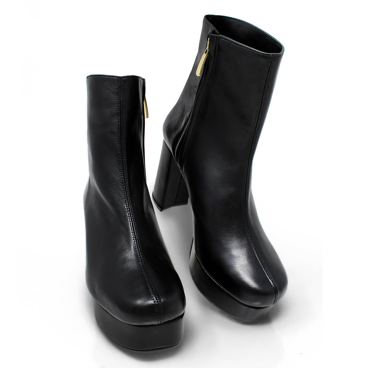 ELSY 95 - Negro Regina Romero Zapato Bota Botin Plataforma Tacon Alto Para Dama en Piel