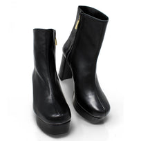 ELSY 95 - Black Regina Romero High Heel Platform Ankle Boot Shoe for Women in Leather