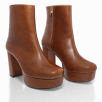 ELSY 95 - Tan Regina Romero Zapato Bota Botin Plataforma Tacon Alto Para Dama en Piel