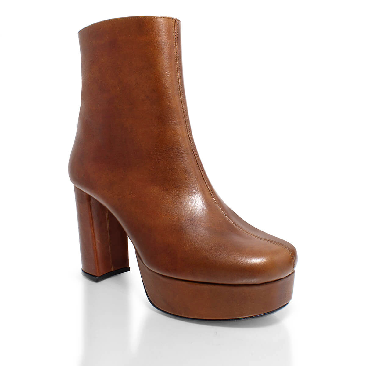 ELSY 95 - Tan Regina Romero Zapato Bota Botin Plataforma Tacon Alto Para Dama en Piel