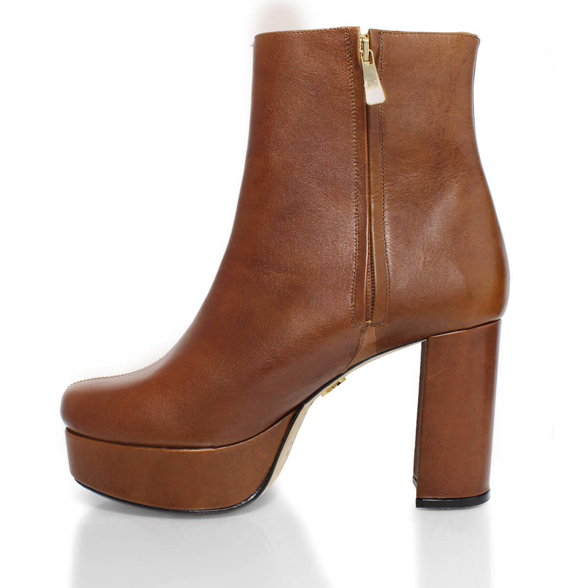 ELSY 95 - Tan Regina Romero Zapato Bota Botin Plataforma Tacon Alto Para Dama en Piel