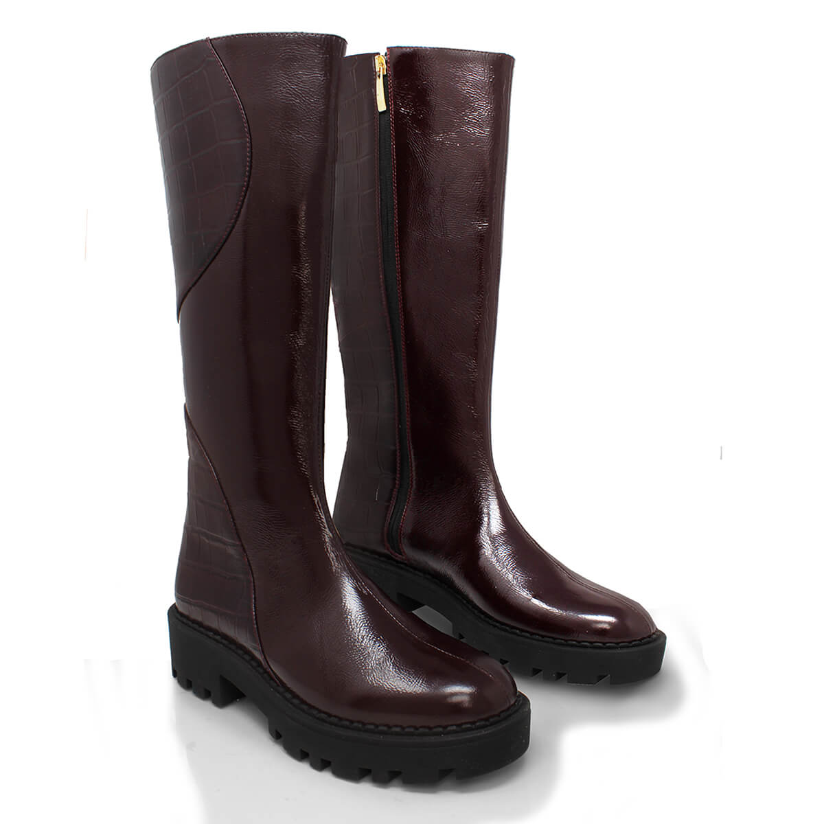IRINA 65 - Vino Regina Romero Zapato Bota Larga Tacon Bajo Para Dama en Piel