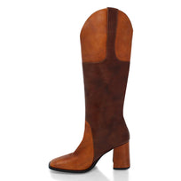 KING 75 - Tan Regina Romero Zapato Bota Botin Tacon Alto Para Dama en Piel