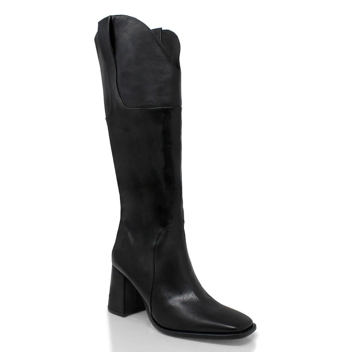 KING 75 - Black Regina Romero High Heel Ankle Boot Shoe for Women in Leather
