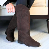 LAREDO - Ante Cafe Regina Romero Zapato Bota Botin Tacon Bajo Para Dama en Piel