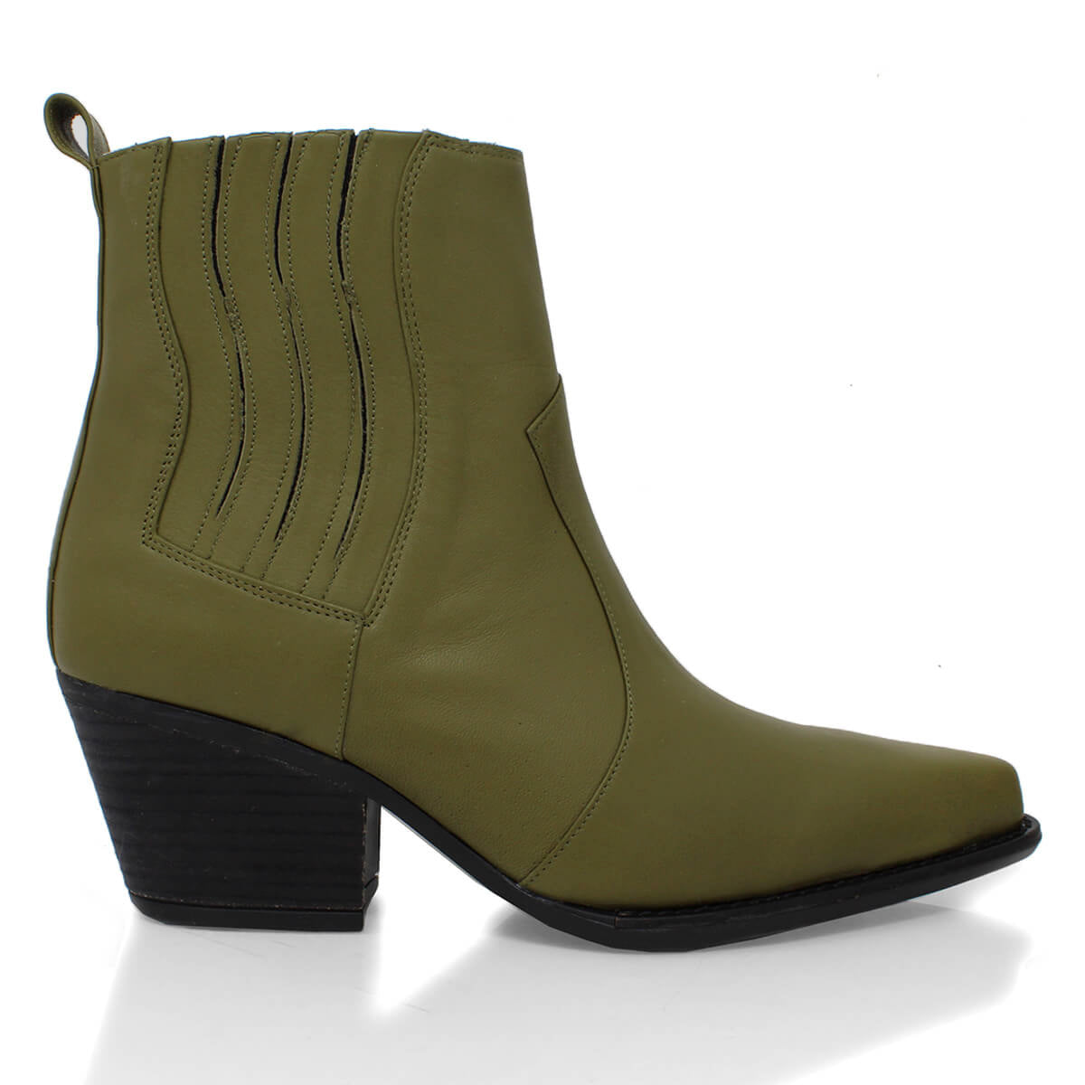MAGGIE 60 - Khaki Regina Romero Zapato Bota Botin Tacon Bajo Para Dama en Piel