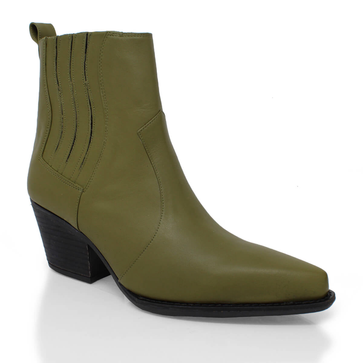 MAGGIE 60 - Khaki Regina Romero Zapato Bota Botin Tacon Bajo Para Dama en Piel