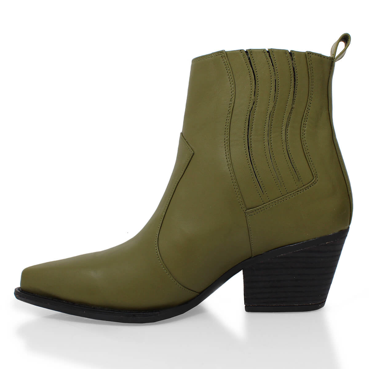 MAGGIE 60 - Khaki Regina Romero Zapato Bota Botin Tacon Bajo Para Dama en Piel
