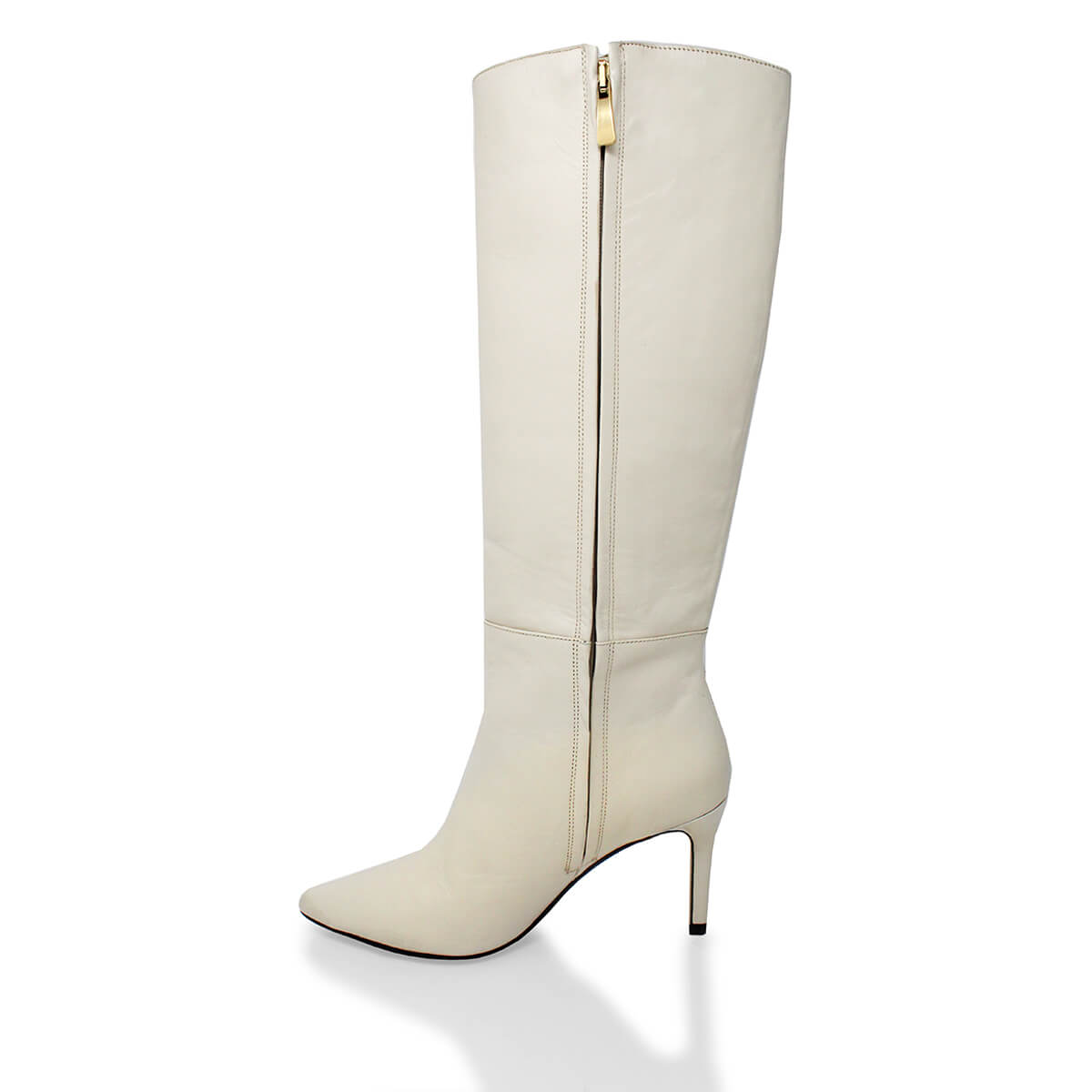 MITZY 75 - Latte Regina Romero Zapato Bota Larga Tacon Alto Para Dama en Piel