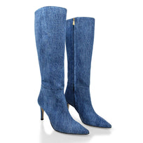 MITZY 75 - Denim Regina Romero Zapato Bota Larga Tacon Alto Para Dama