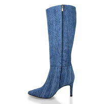 MITZY 75 - Denim Regina Romero Zapato Bota Larga Tacon Alto Para Dama