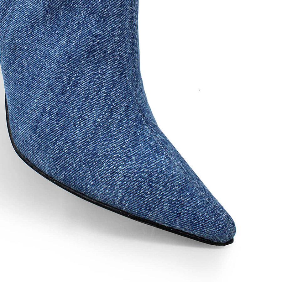 MITZY 75 - Denim Regina Romero Zapato Bota Larga Tacon Alto Para Dama
