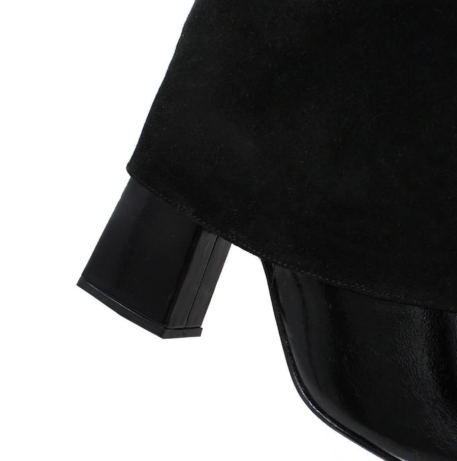 NADIA 75 - Negro Regina Romero Zapato Bota Larga Tacon Alto Para Dama en Piel