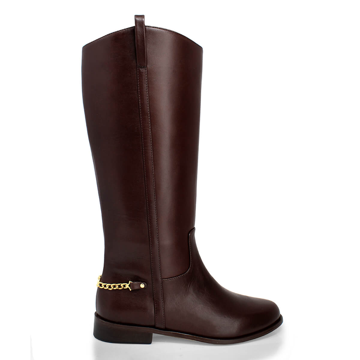 NOVA - Cafe Oscuro Regina Romero Zapato Bota Larga Tacon Bajo Para Dama en Piel