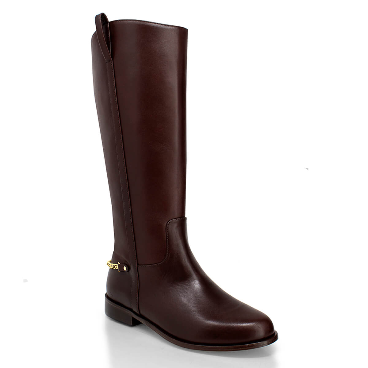 NOVA - Cafe Oscuro Regina Romero Zapato Bota Larga Tacon Bajo Para Dama en Piel