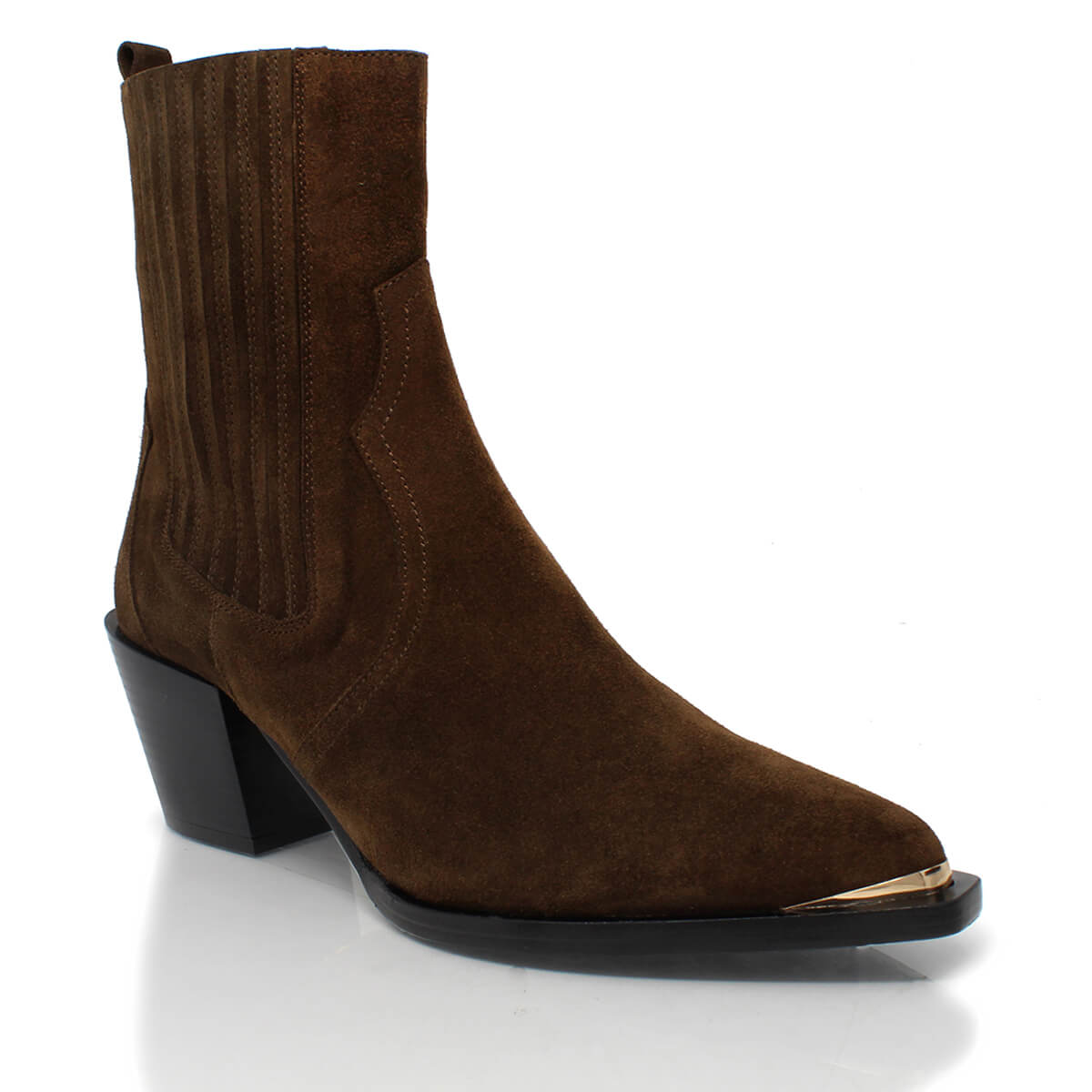 ROSARIO 70 - Chocolate Regina Romero Zapato Bota Botin Tacon Alto Para Dama en Piel