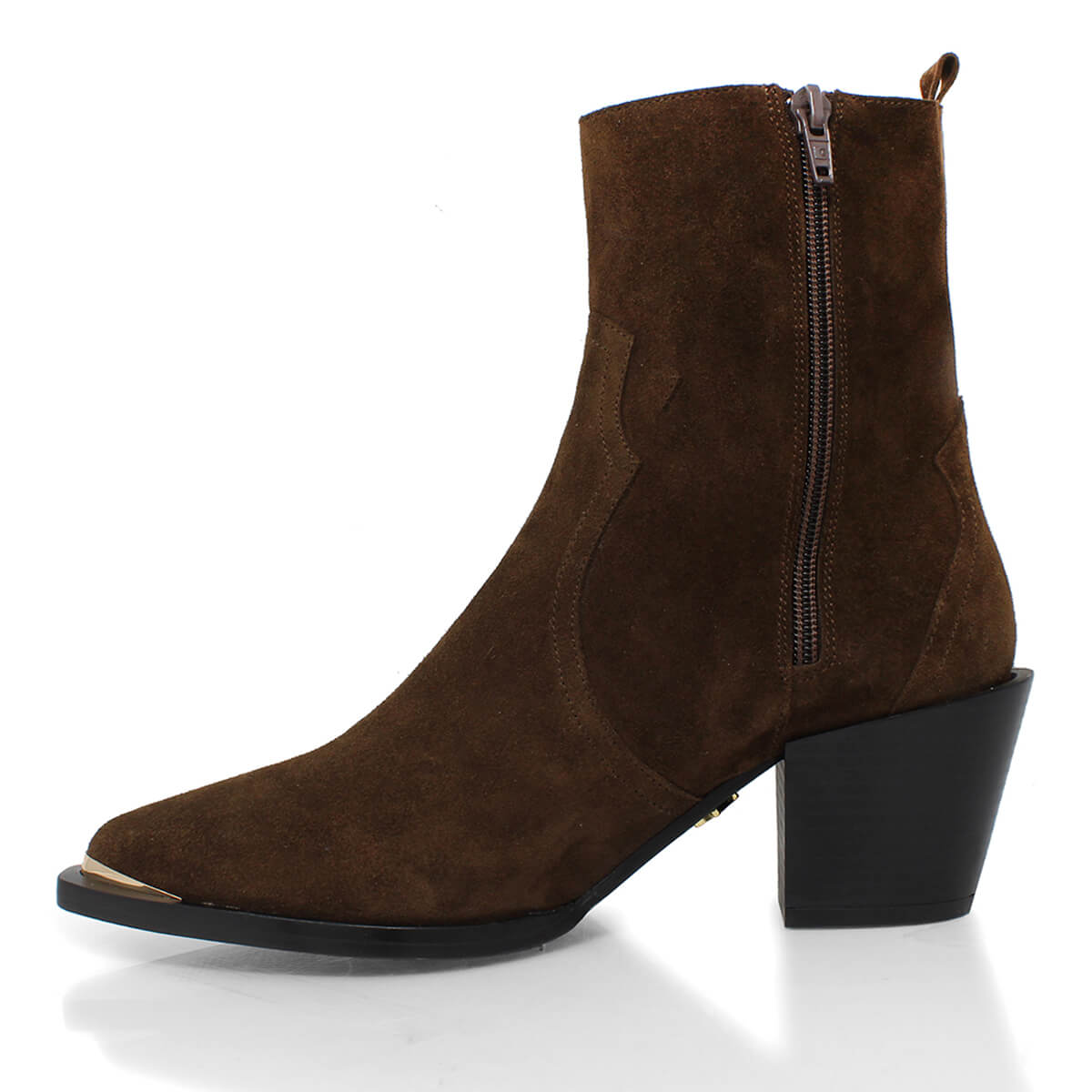 ROSARIO 70 - Chocolate Regina Romero Zapato Bota Botin Tacon Alto Para Dama en Piel