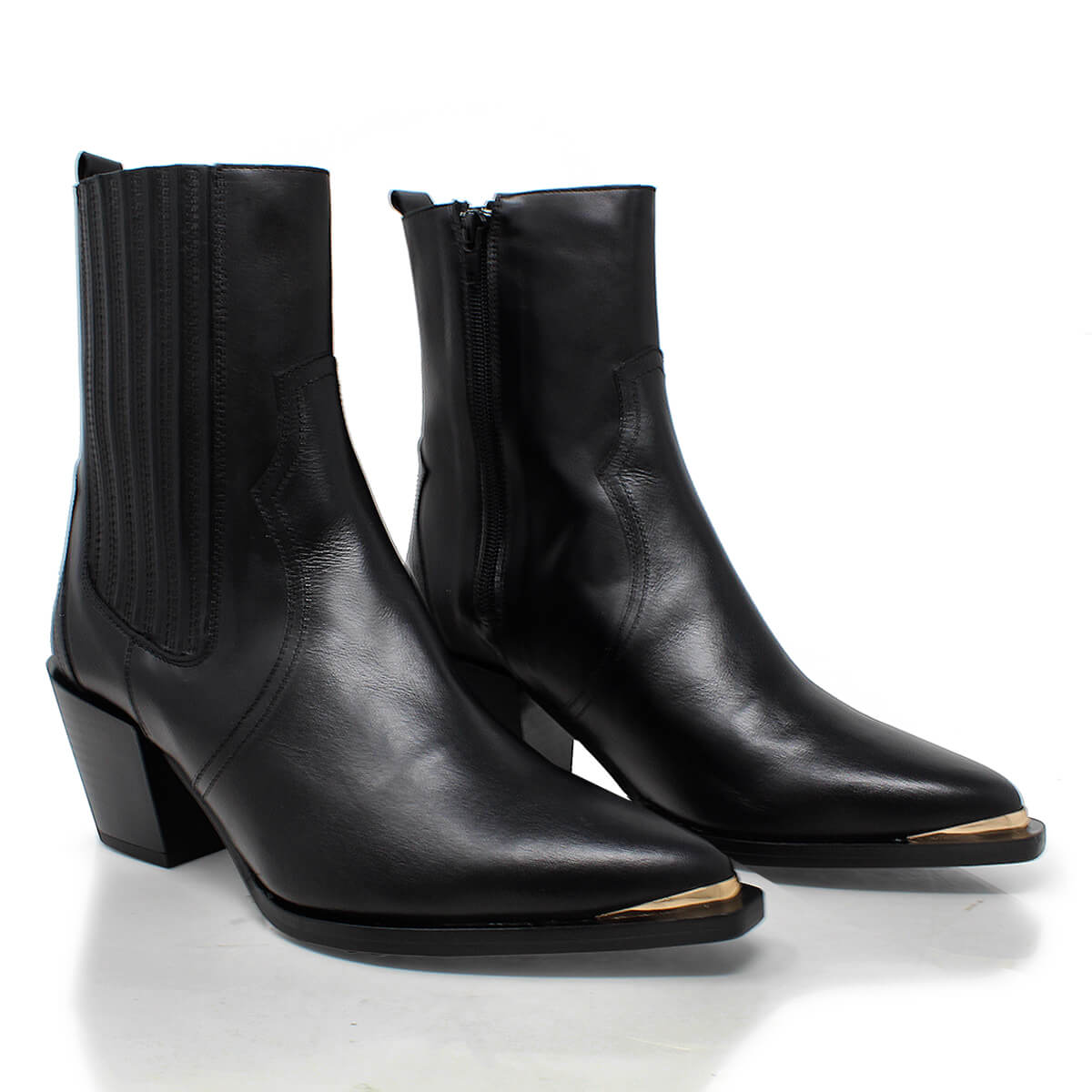 ROSARIO - Black Regina Romero High Heel Ankle Boot Shoe for Women in Leather