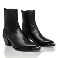 ROSARIO 70 - Negro Regina Romero Zapato Bota Botin Tacon Alto Para Dama en Piel